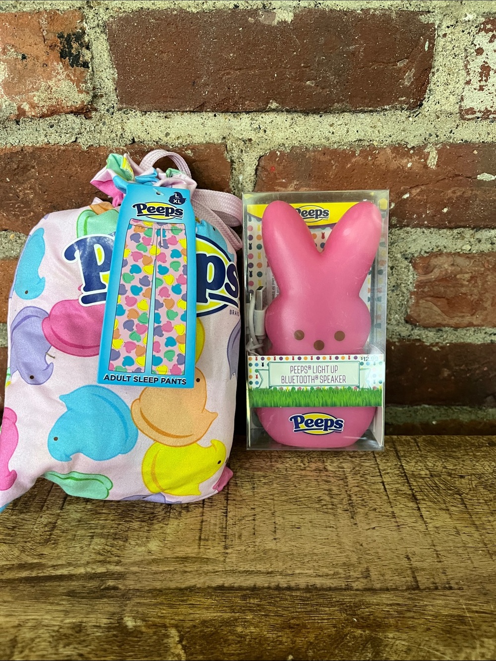 Adult Pink Bunny Light-Up Bluetooth Speaker & Sleep Pants Set peeps pajamas